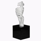 Face and Hand Lady Sculpture - White